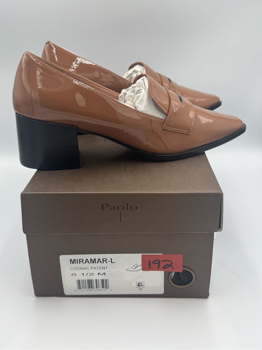 Linea Paolo Miramar-L Cognac Patent Leather Loafer Pumps Women’s 8.5 M NIB